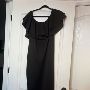 Elegant Off Shoulder Black Ruffle Dress